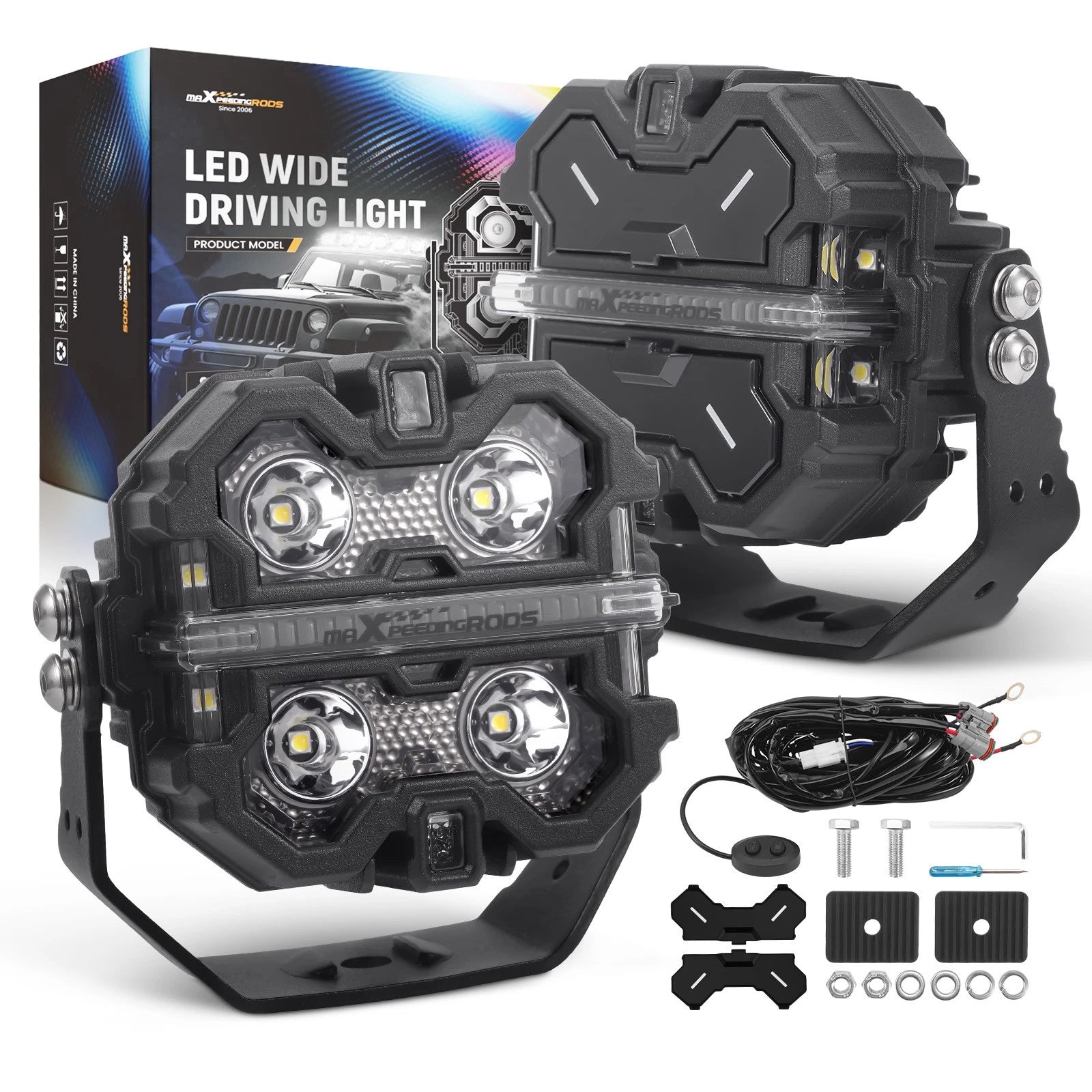 3.5 Inch Universal RGB Driving Auxiliary Light DRL Amber & White