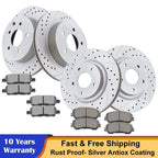 Drilled Brake Rotors + Ceramic Pads for Nissan Rogue (2014-2017)