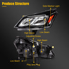 Headlight with Bulbs for Chevy Traverse (2013–2017) Black Housing