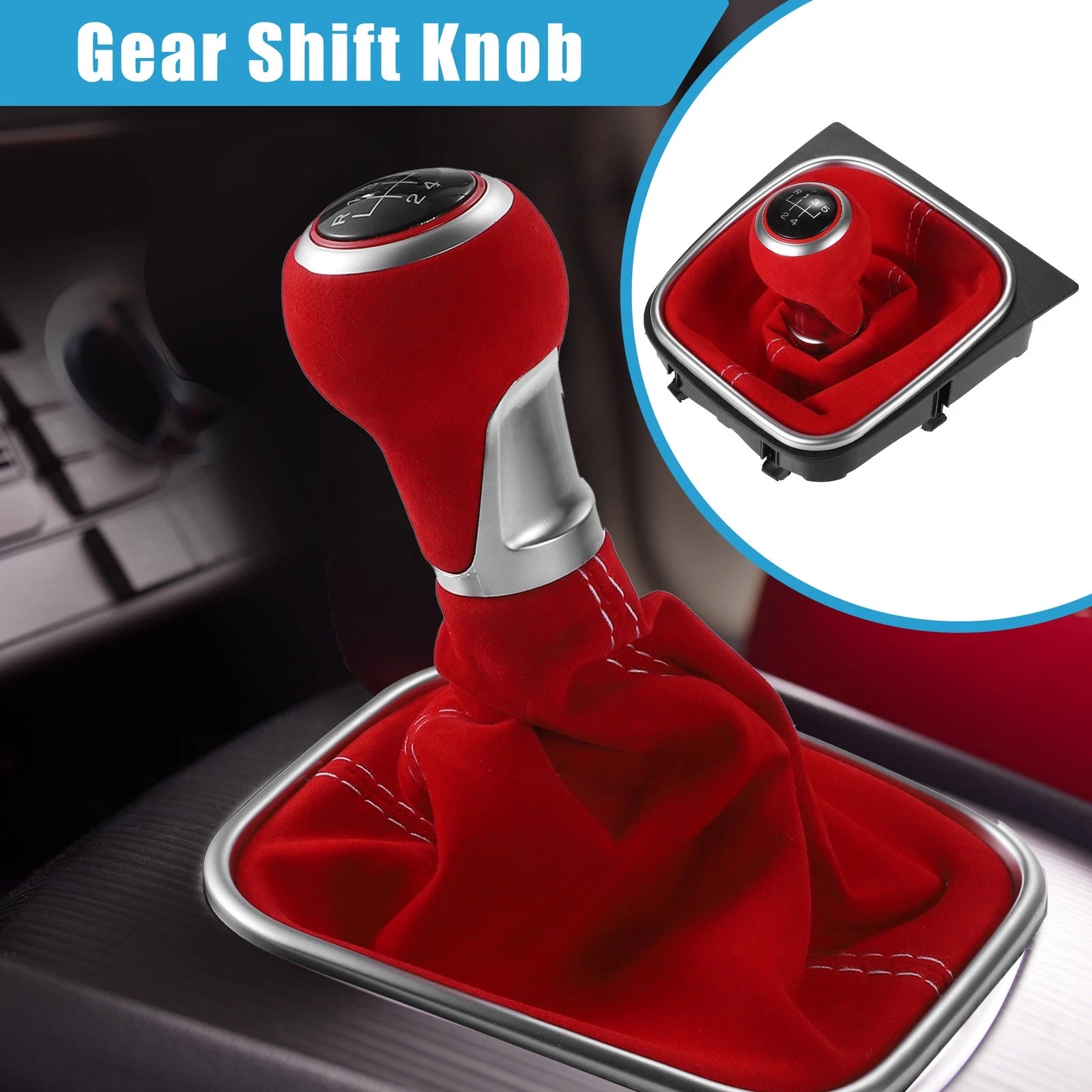 5 Speed Gear Shift Knob Boot for Volkswagen Golf MK7 (2013–2018) Red