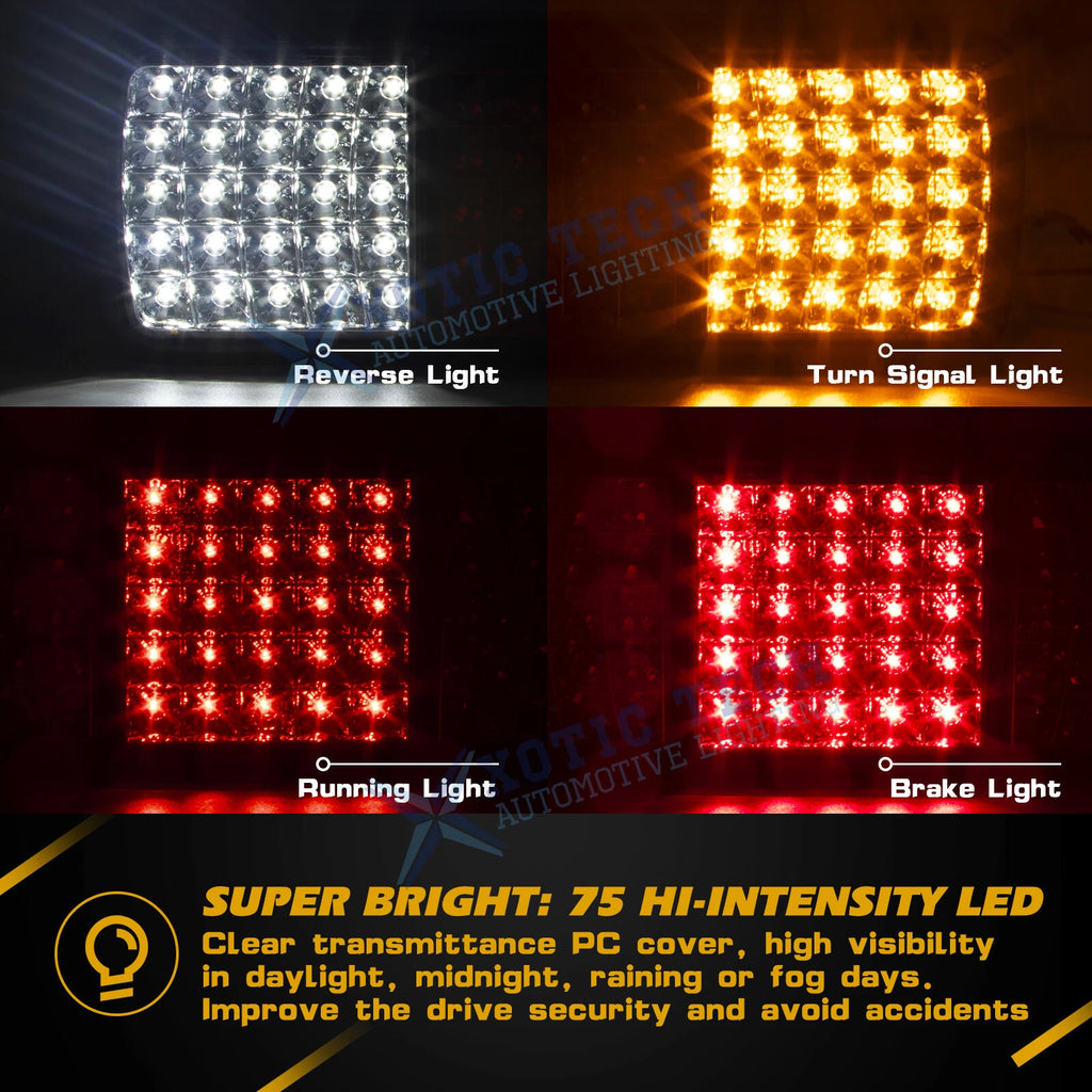 Rectangular Rear Tail Brake Backup Light for Boat Truck Van RV (-)