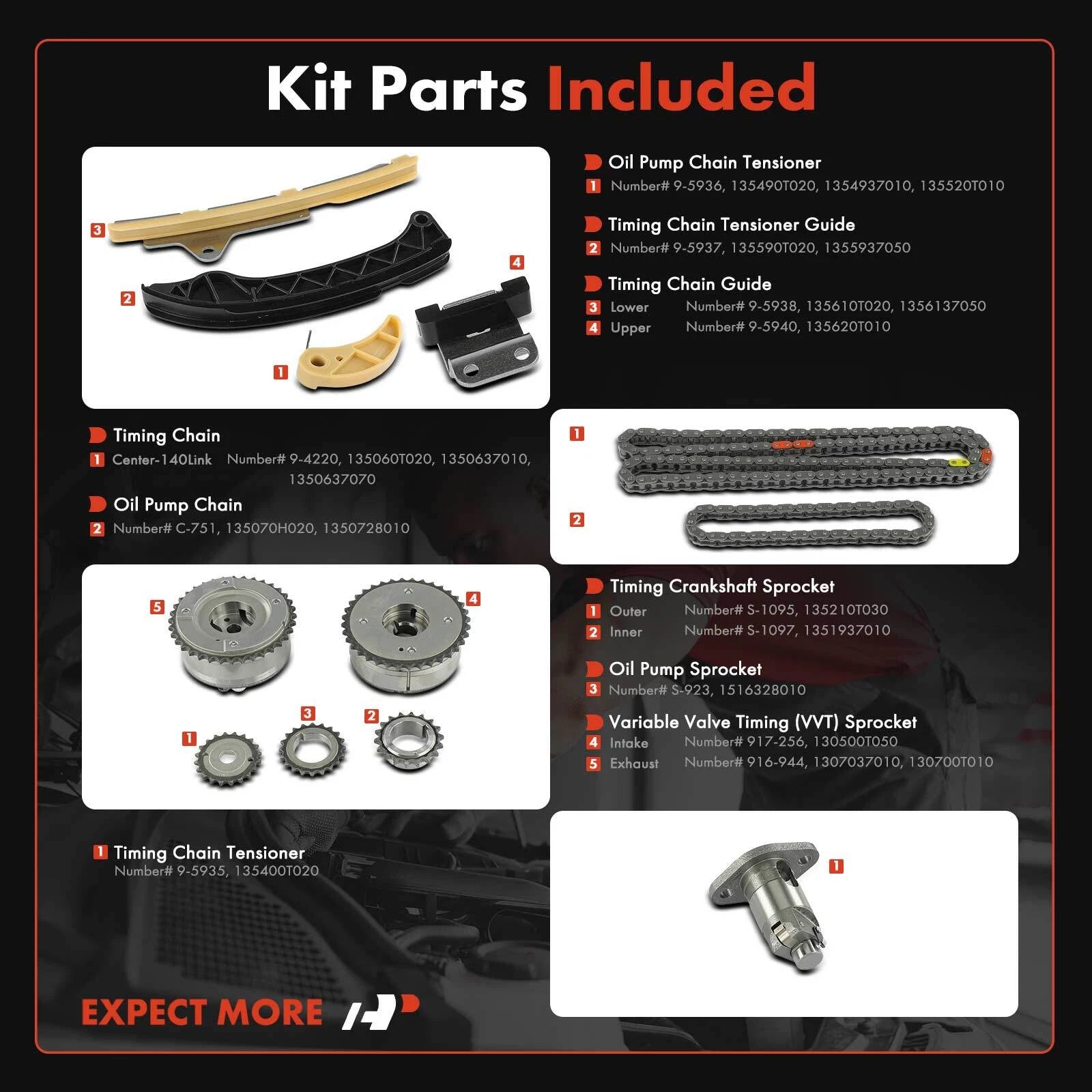 Timing Chain Kit for Toyota Corolla Matrix Scion xD (2009-2019)
