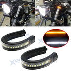 White Amber Switchback LED Fork Turn Signal DRL Light Strips for Motorcycle (2x) (2022–2022)