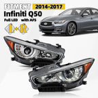 Full LED Headlight Set for Infiniti Q50 (2014–2017) AFS, Left+Right Pair