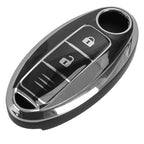 Black TPU 3 x Button Key Shell Cover for Nissan Qashqai Leaf (2010-2023)