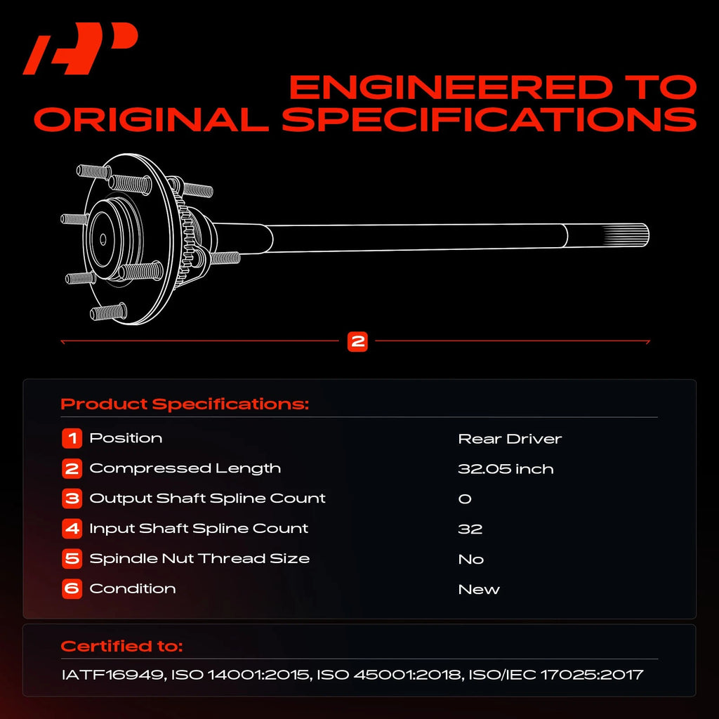 Rear Driver Side CV Axle Assembly for Jeep Wrangler (2007-2017)