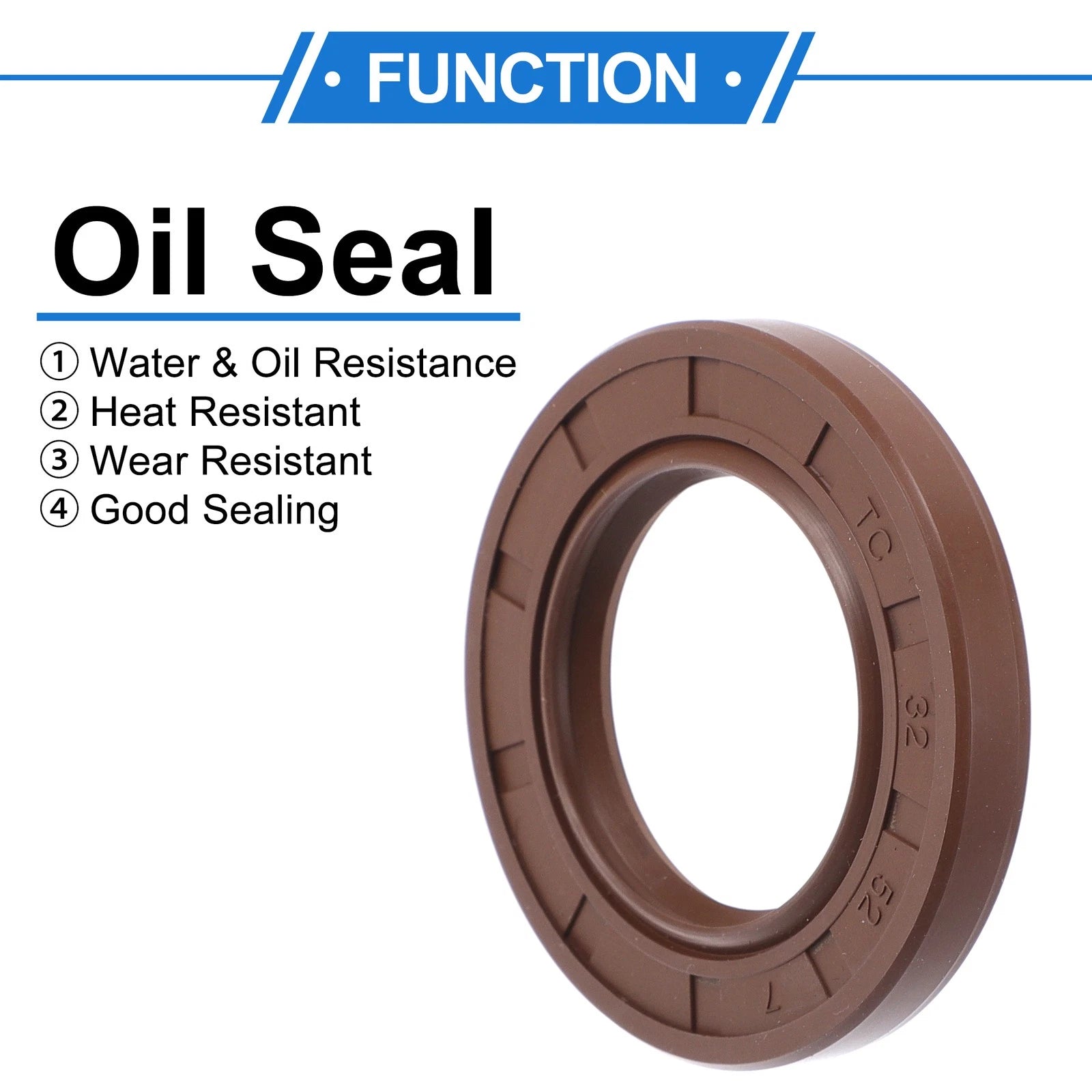 2X Oil Seal Rotary Shaft Seal FKM Rubber 32x52x7mm for Various Models