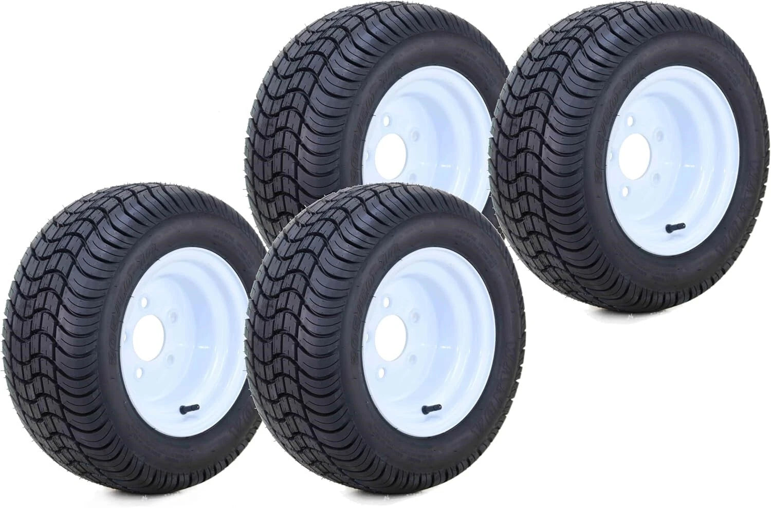 Set of 4 Golf Cart Tires Rims 205/50-10 4-Ply 5 Lugs 4.5" PCD White