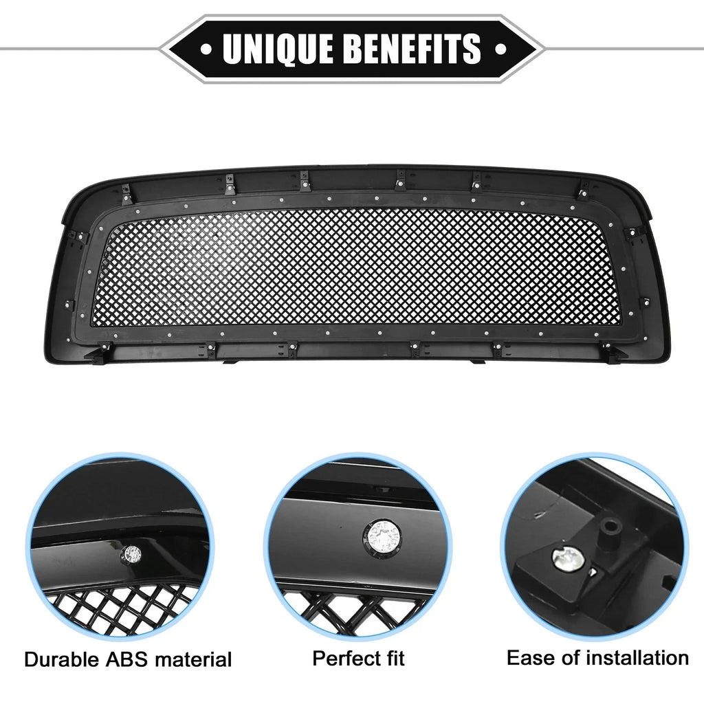 Front Grille Assembly for Dodge Ram 1500 2011-2012 Gloss Black