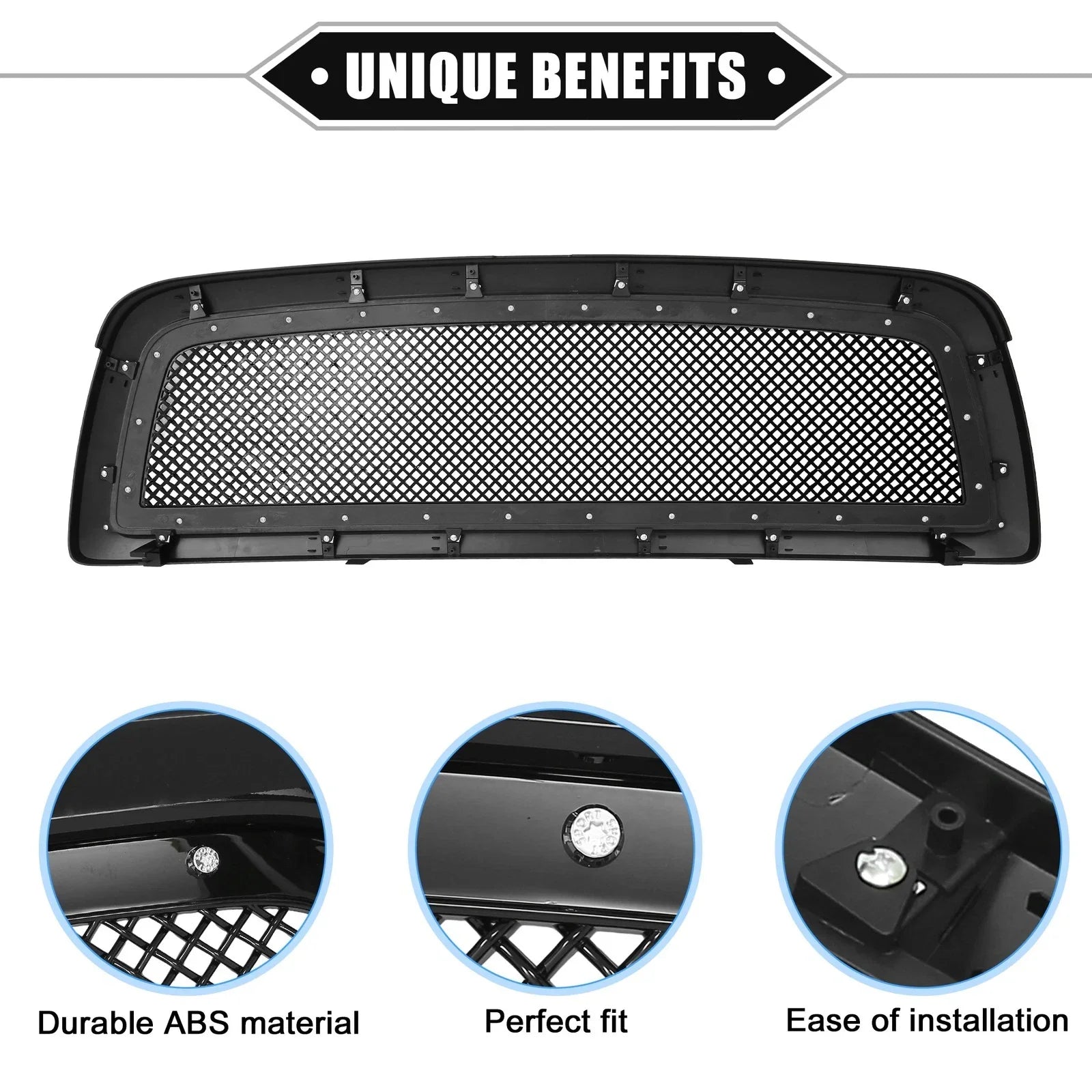 Front Grille Assembly for Dodge Ram 1500 2011-2012 Gloss Black