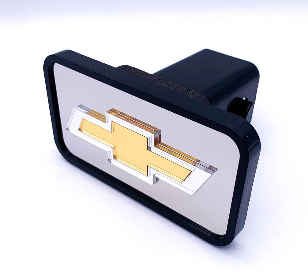 Tow Hitch Cover Mirrored Gold Bowtie for 2" Receiver Chevy (2003–2019)