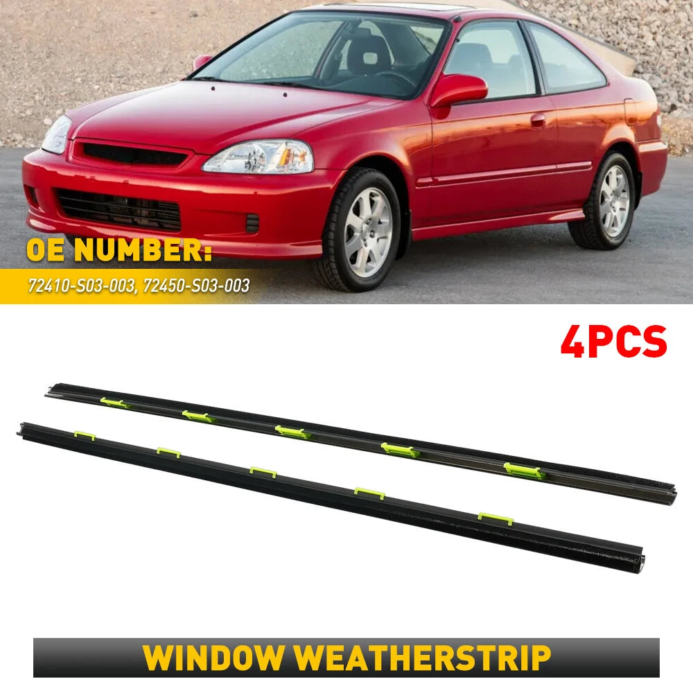 Set of 2 Door Window Weather Moldings for Honda Civic EK (1996–2000)