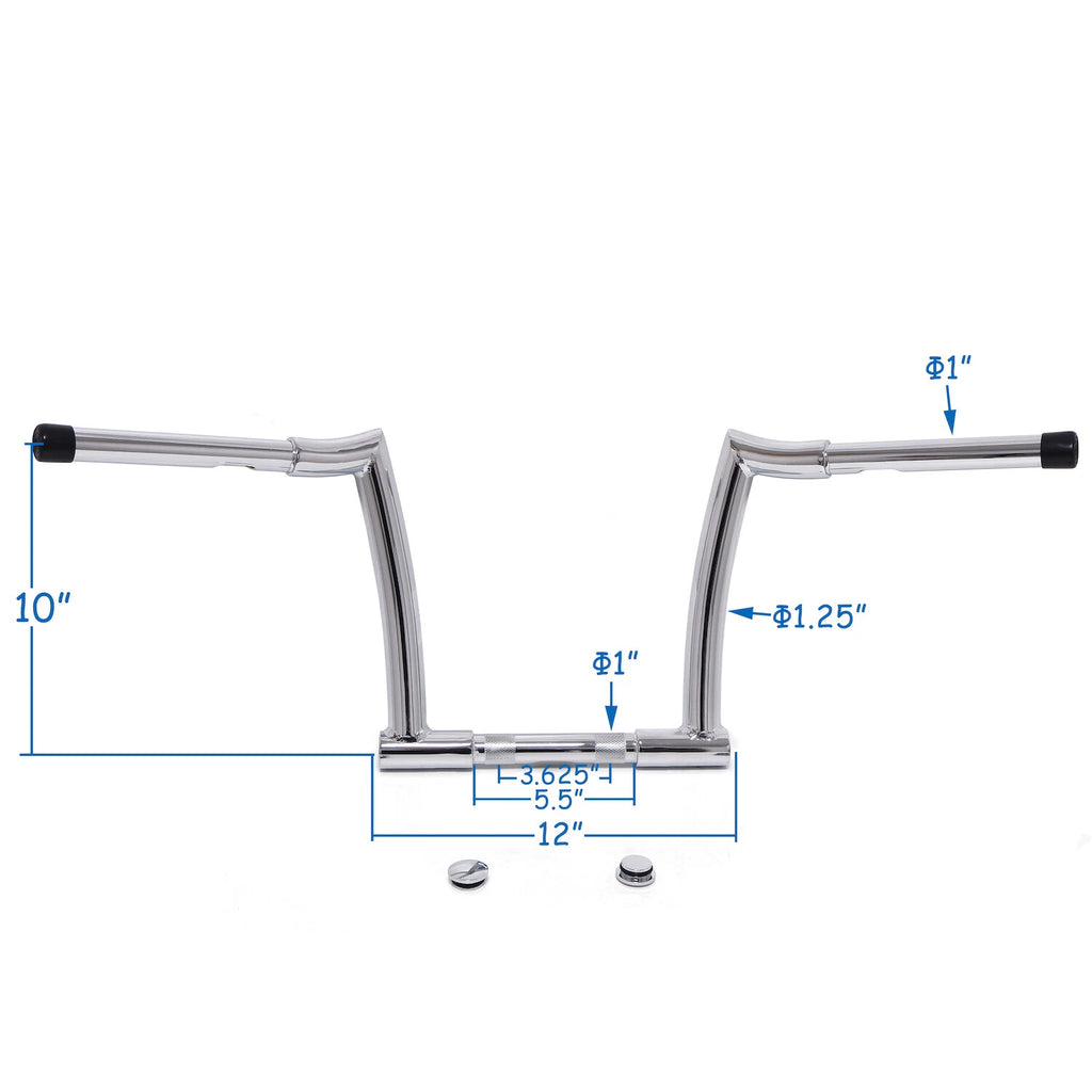 10'' Chrome Chizeled Z-Bar Handlebars for Harley FLD (2012–2016) FXDB (2013–2017)