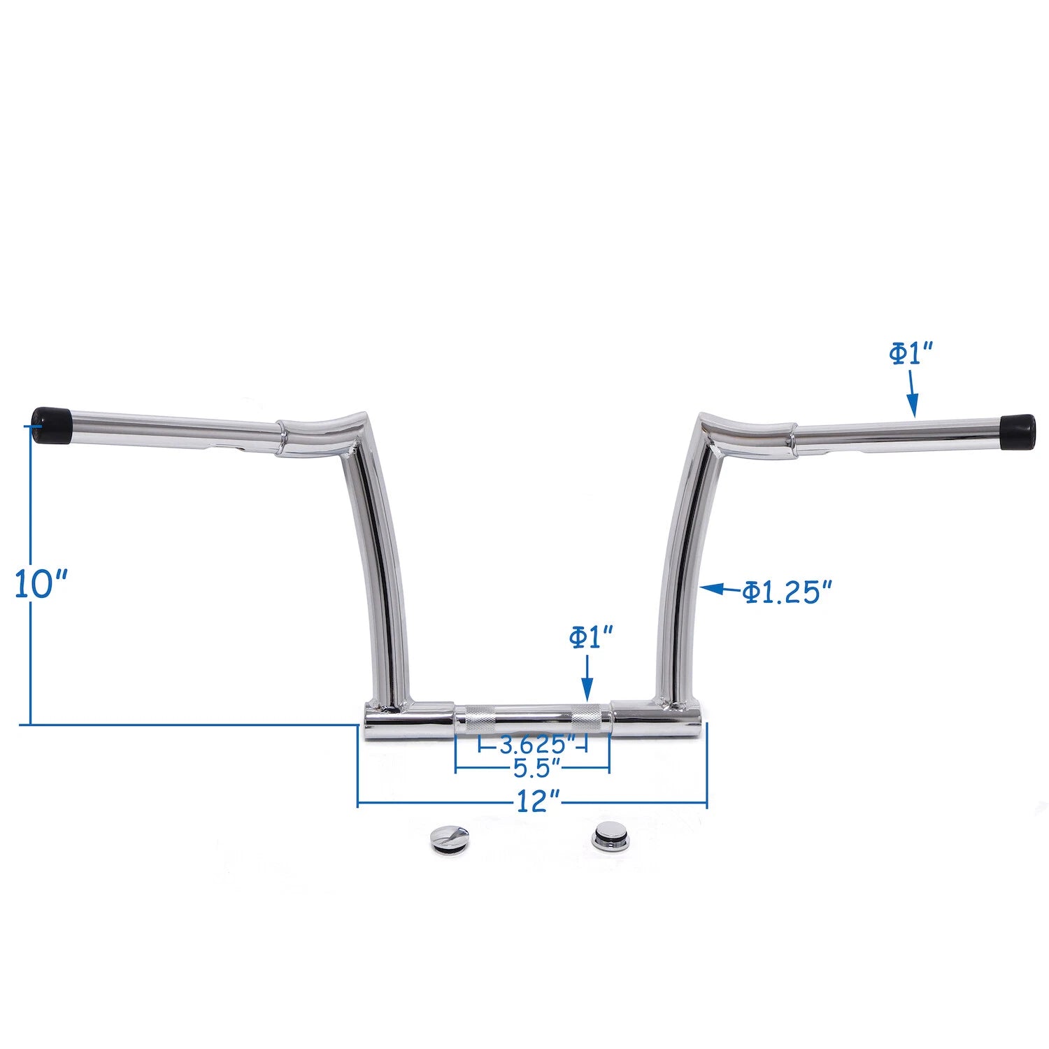 10'' Chrome Chizeled Z-Bar Handlebars for Harley FLD (2012–2016) FXDB (2013–2017)