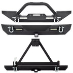 Front Bumper with D-Rings & LED Lights for Jeep Wrangler TJ YJ (1987–2006)