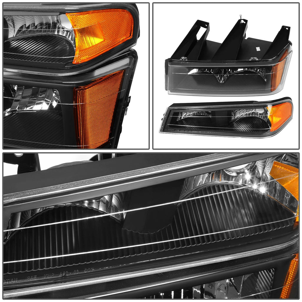 Set of 2 Black/Amber Side Headlight Bumper Lamps for Colorado Canyon (2004–2012)