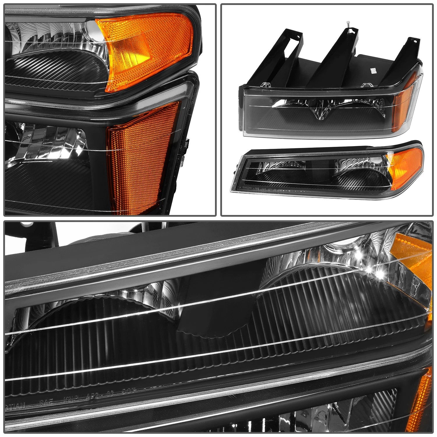 Set of 2 Black/Amber Side Headlight Bumper Lamps for Colorado Canyon (2004–2012)