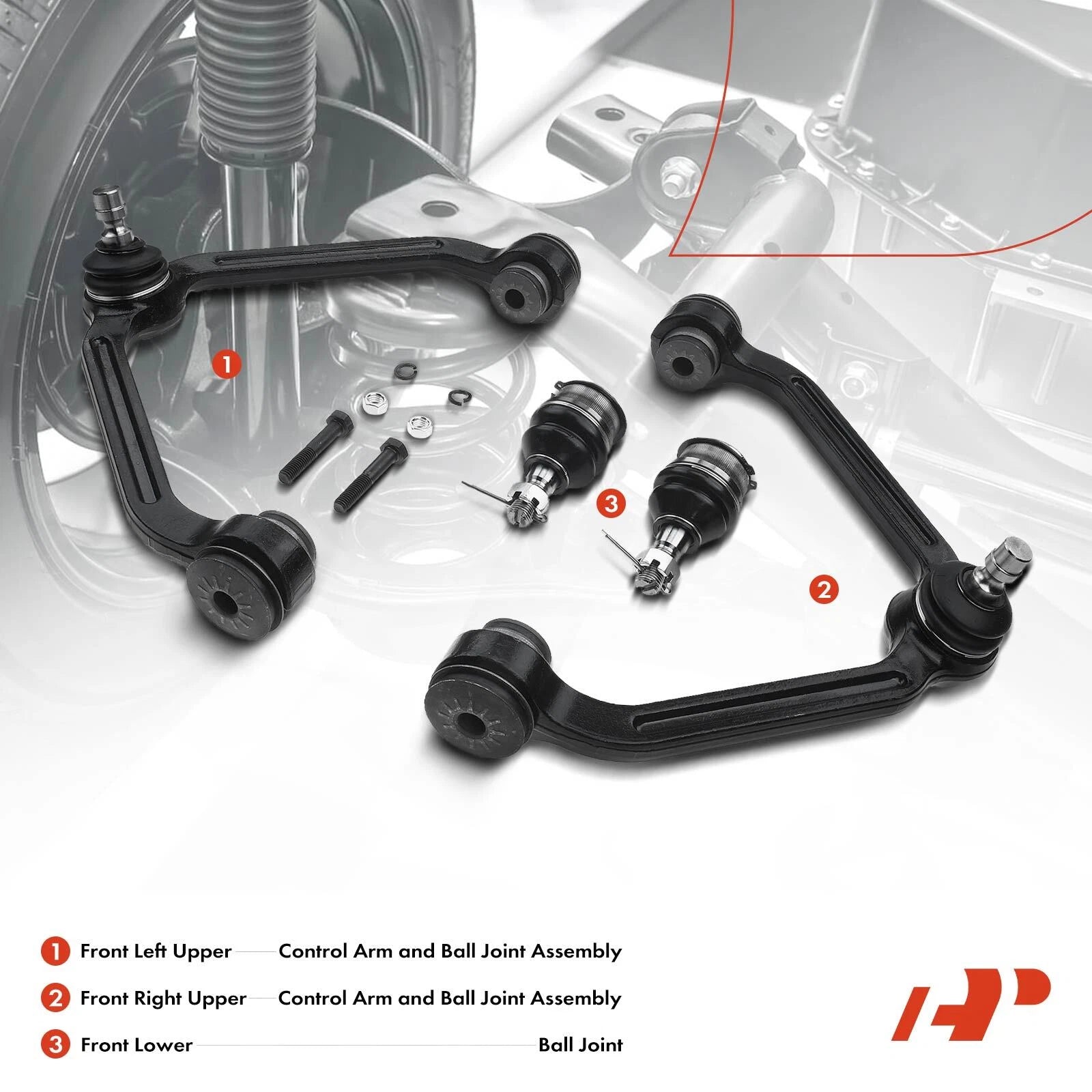 Set of 4 Front Control Arm Ball Joints for Ford Ranger (1998–2011)