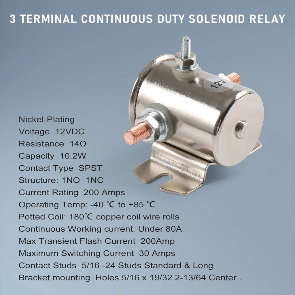 Heavy Duty 200A Solenoid Relay for Winch Marine (12V)