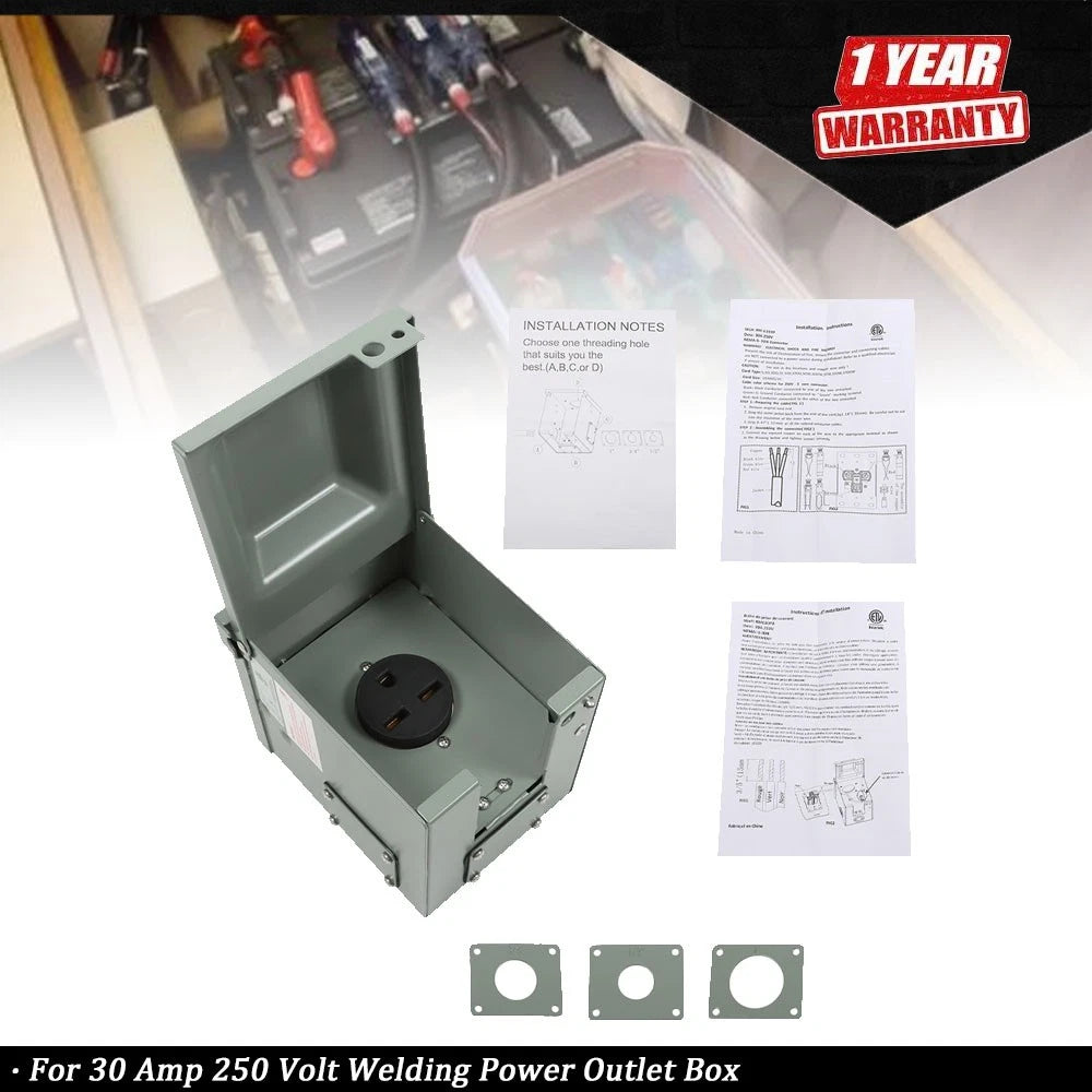 30 Amp Welding Power Outlet Box for NEMA 6-30R (250 Volt)