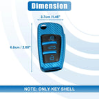 Silicone Smart Key Fob Case Cover for Audi A3 A1 (2013–2020) - Carbon Fiber Blue