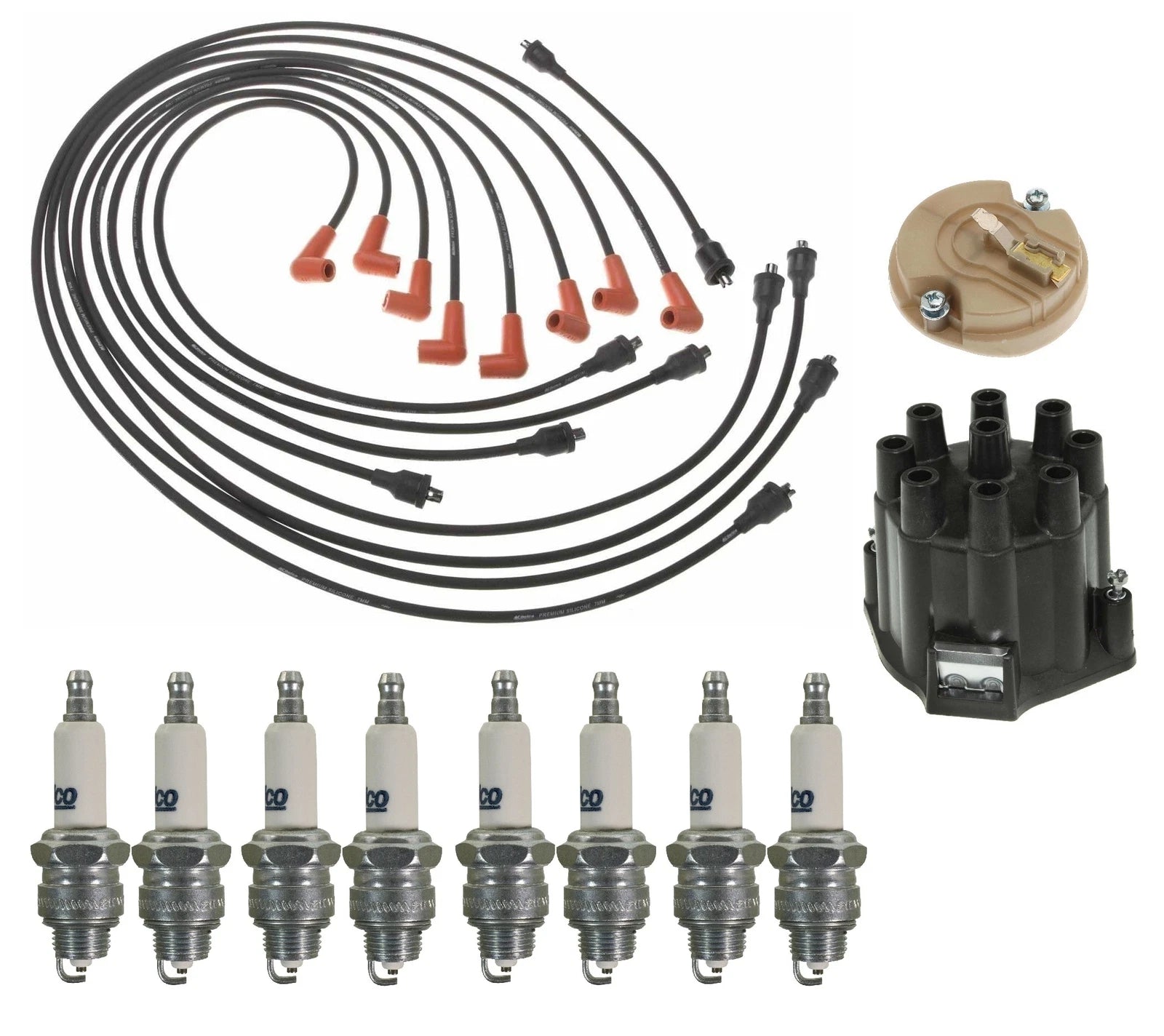 ACDelco Ignition Kit for Chevrolet GMC V8 - Rotor, Cap, Wires, Plugs