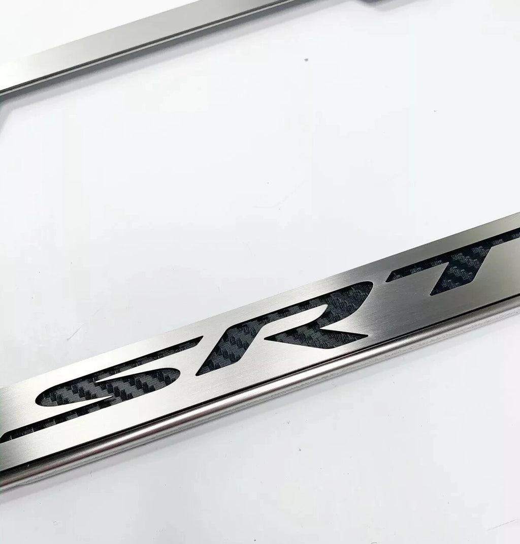 License Plate Frame Black Carbon Fiber Inlay for Dodge SRT (2008–2016)