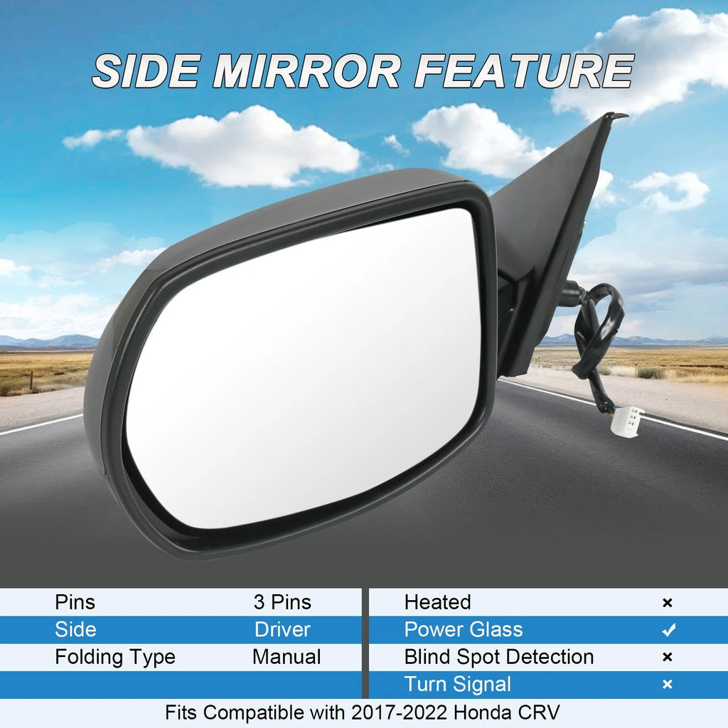 Driver Side Mirror for Honda CR-V (2017-2022) Black