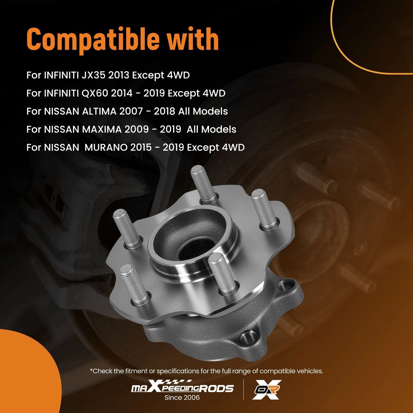 5-Bolt Rear Wheel Hub Assembly for Maxima Murano (2009–2019) BR930698 ABS