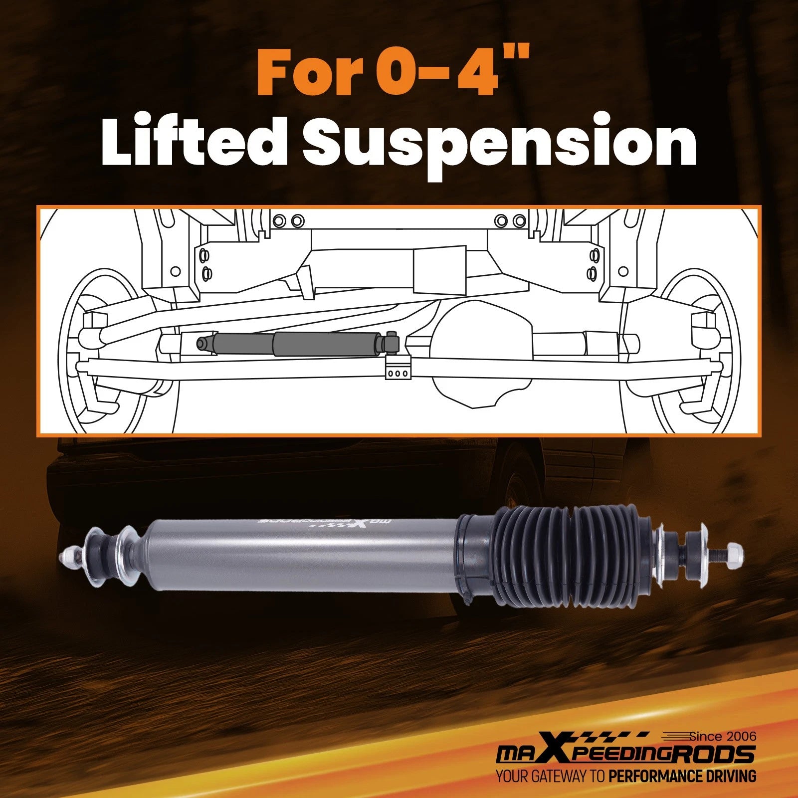 Off-Road Steering Damper for Ford Ranger (1991–1997) 18mm Rod, Dust Cover