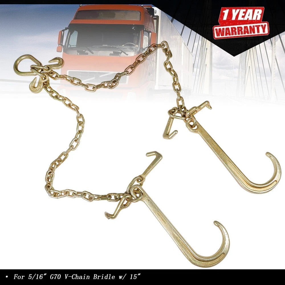 5/16" G70 V-Chain Bridle with 15" Large J Hooks for Various Models