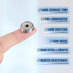 2 Pcs 634ZZ Deep Groove Ball Bearings for Car (4x16x5mm)