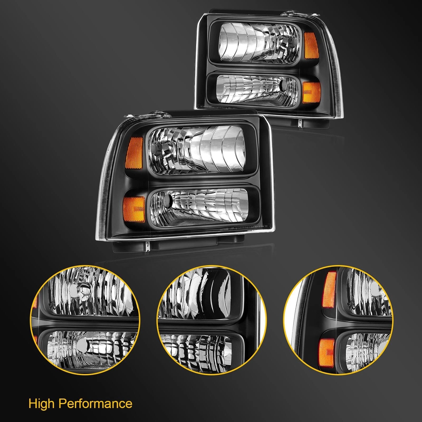 Headlight Assembly Pair for Ford F250 F350 F450 Super Duty (2005–2007)