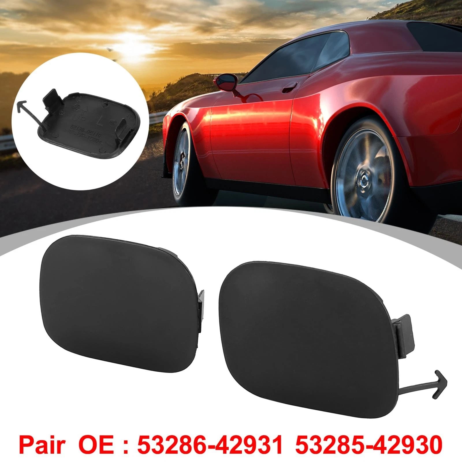 Pair Front Tow Hitch Cover Caps for Toyota Highlander (2001–2007) 521200E927 521270E926