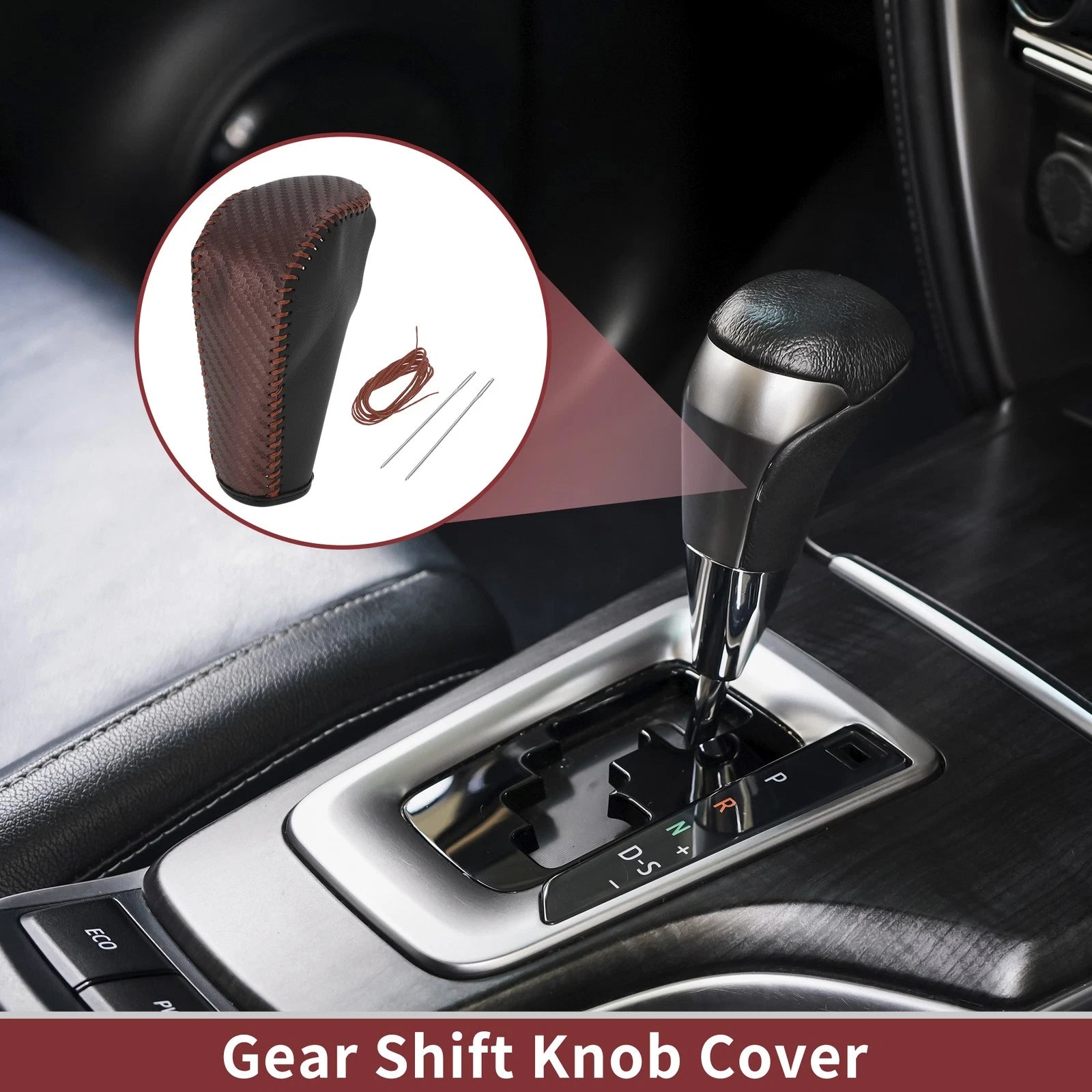 1 Pc Gear Shift Knob Cover for BMW 3 Series E90 (2006–2013) Brown Faux Leather