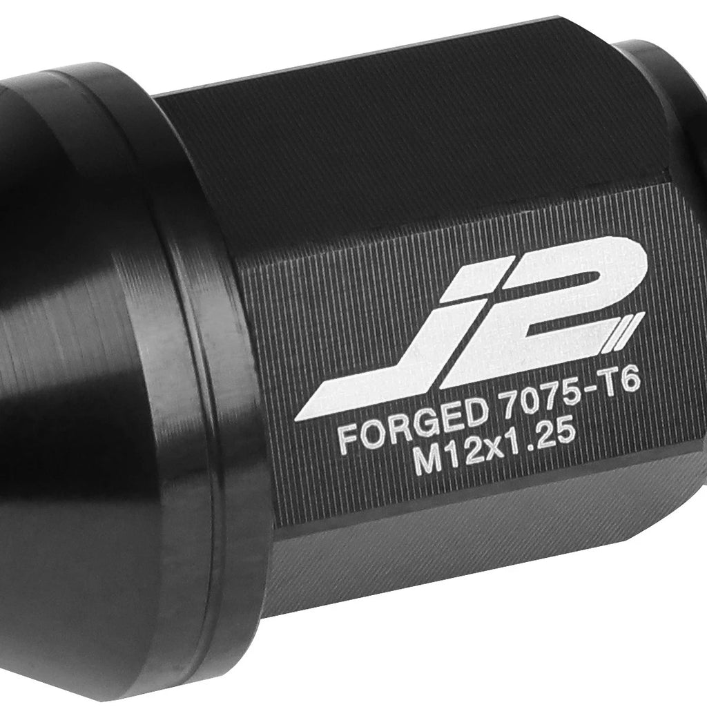 20Pcs J2 7075 Forged Aluminum M12x1.25 Close-End Lug Nut Set w/Adapter Black