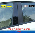 6x Glossy Black Pillar Posts Door Trim Cover for Hyundai Tucson (2021–2023)