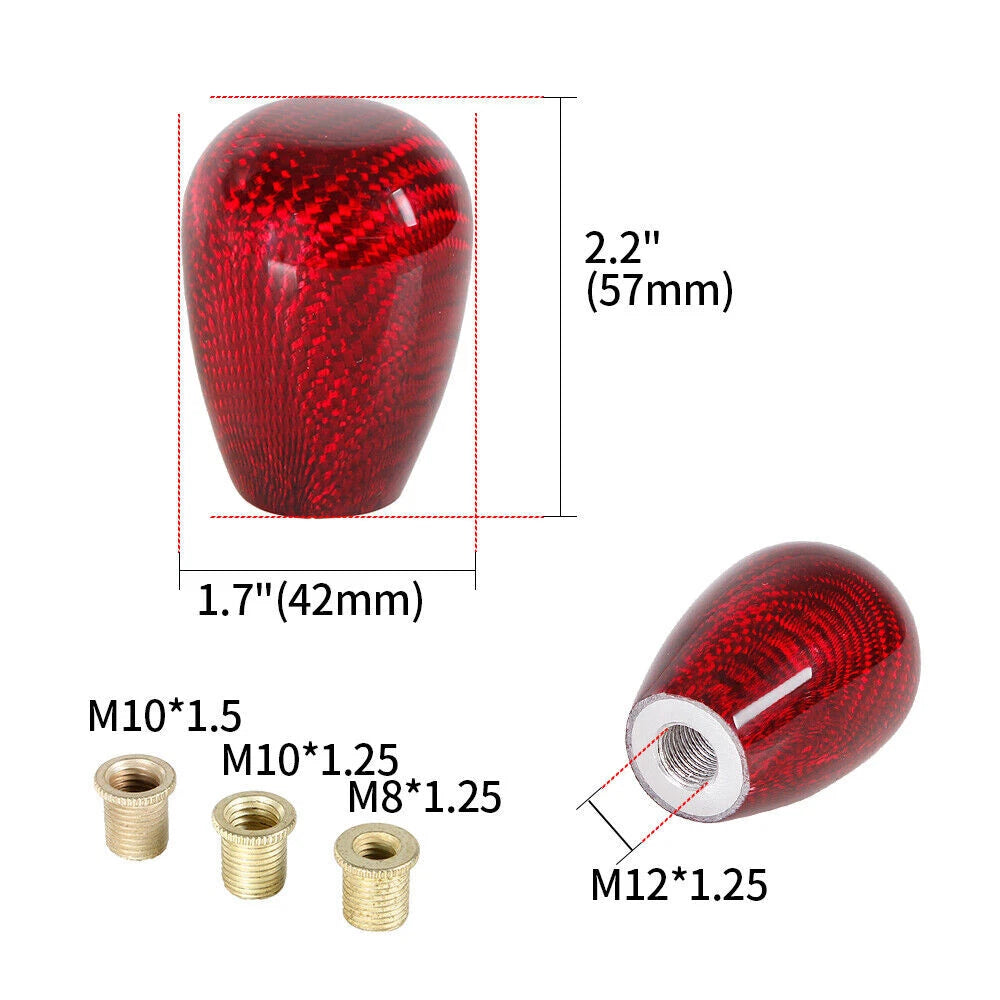 Red Carbon Fiber Automatic Gear Shift Knob for Universal Fit
