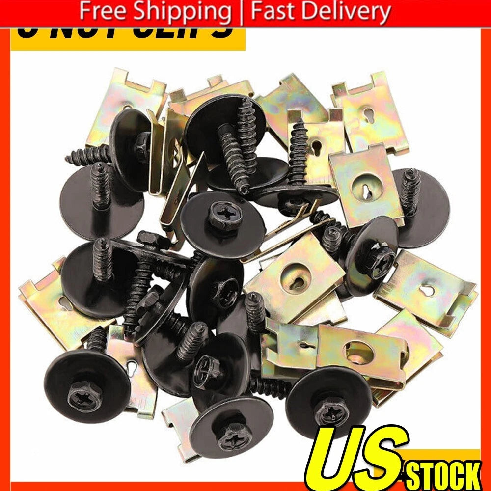 40PCS Metal Fender Bumper Retainer Clips for Universal Vehicles