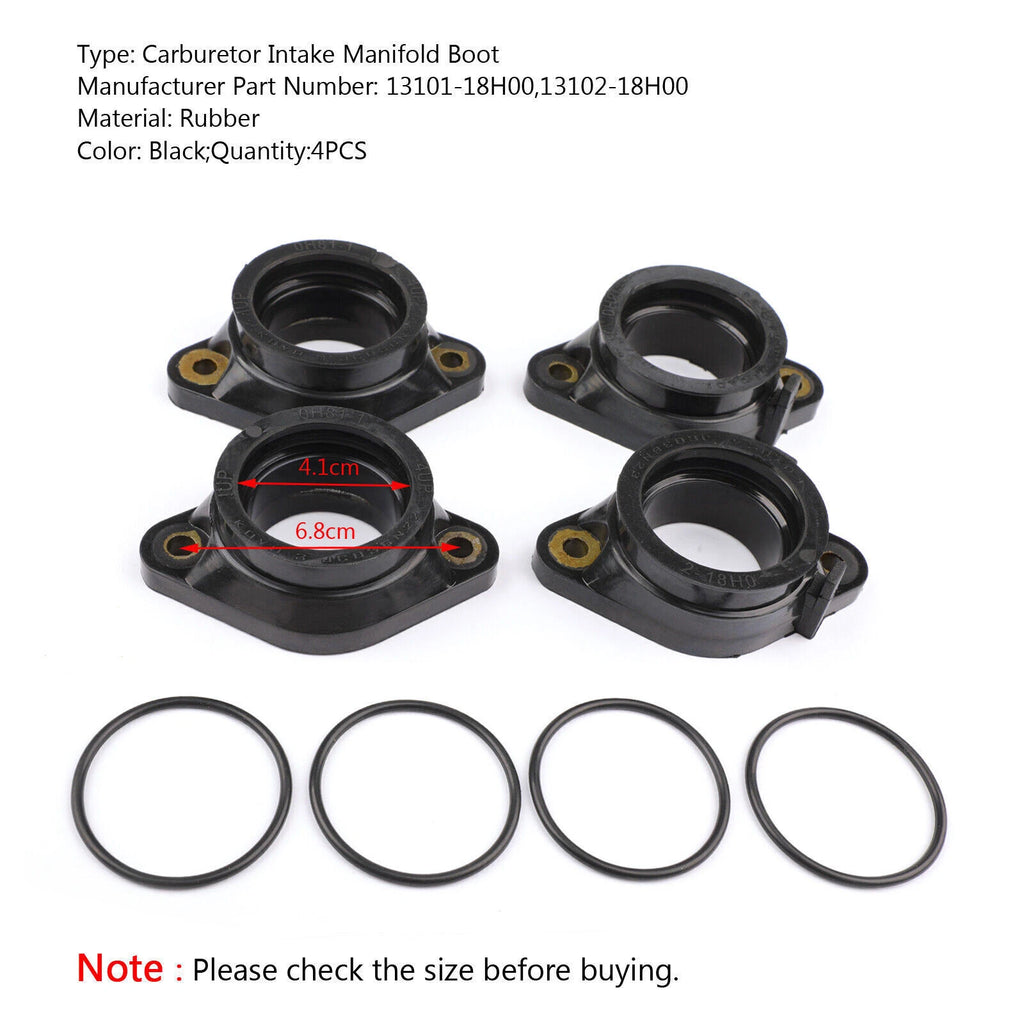 Set of 4 Carburetor Intake Manifold Boots for Suzuki GSF1250 Bandit (2007–2012) T9