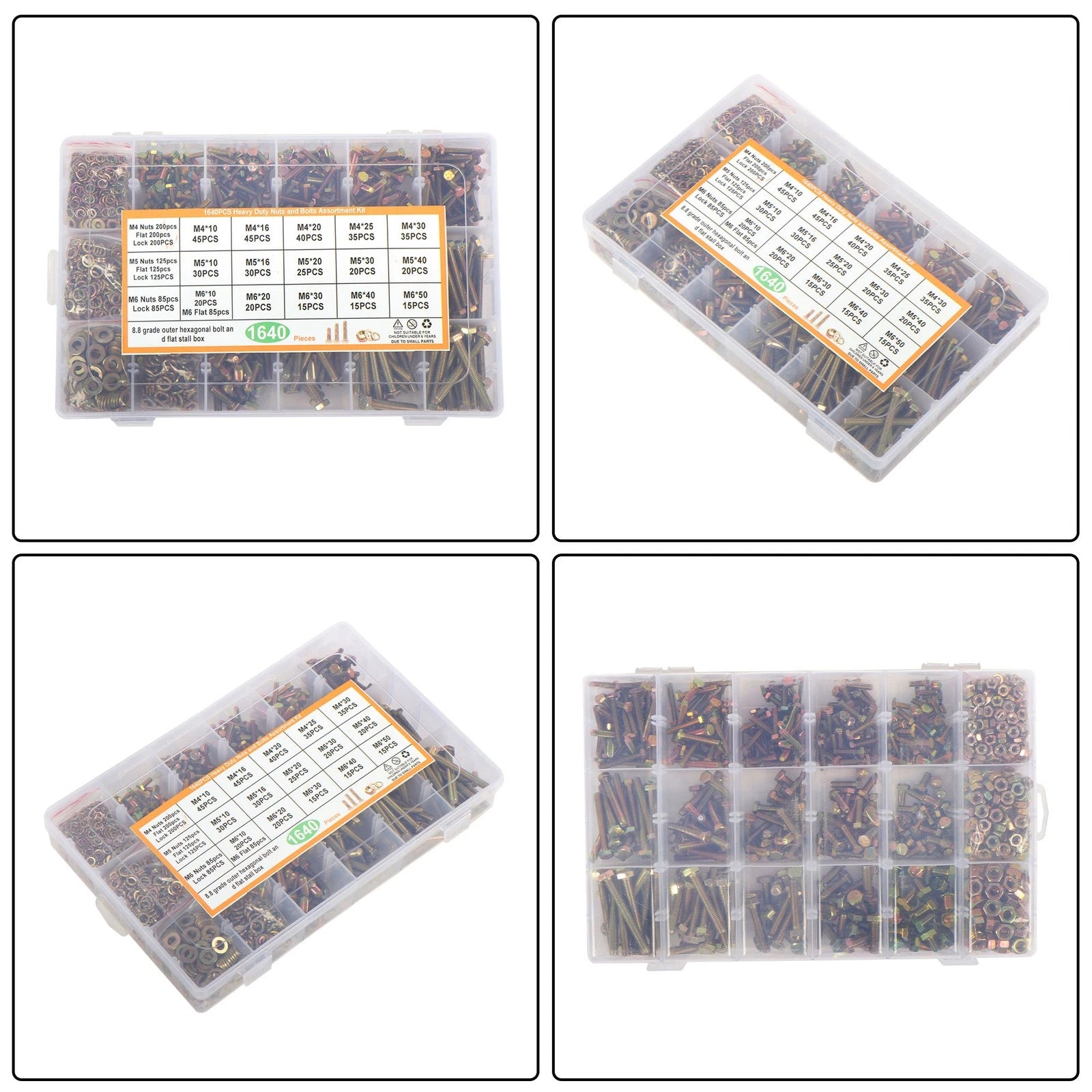 Set of 1640 Heavy Duty Bolts and Nuts with Washers for Various Models