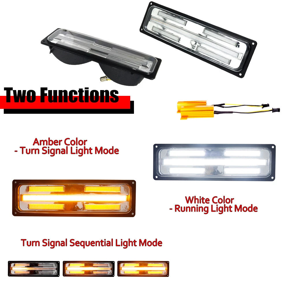 Clear Switchback LED DRL Signal Lights for GMC Chevy C/K 1500/2500/3500 (1988–1998)