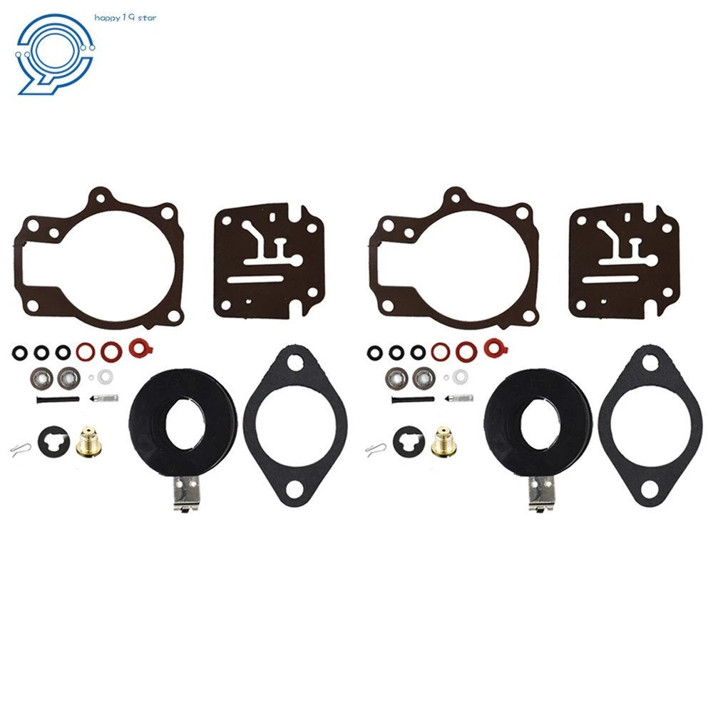2 Carburetor Rebuild Kits with Float for Johnson Evinrude 50-60 HP 