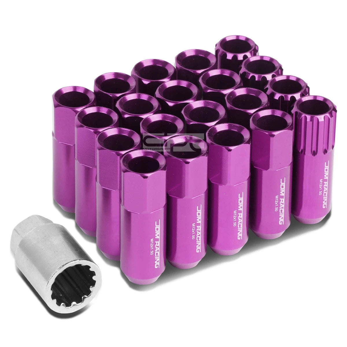 Set of 16 Open-End Aluminum Lug Nuts + 4 Lock Nuts + Adapter M12x1.5