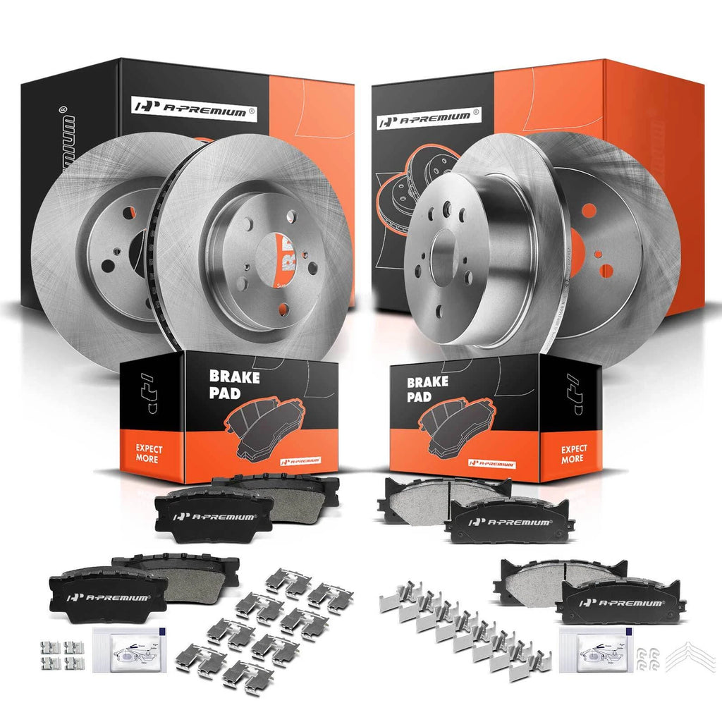 Front & Rear Brake Rotor & Ceramic Pad for Toyota Camry & Avalon (2012-2017)