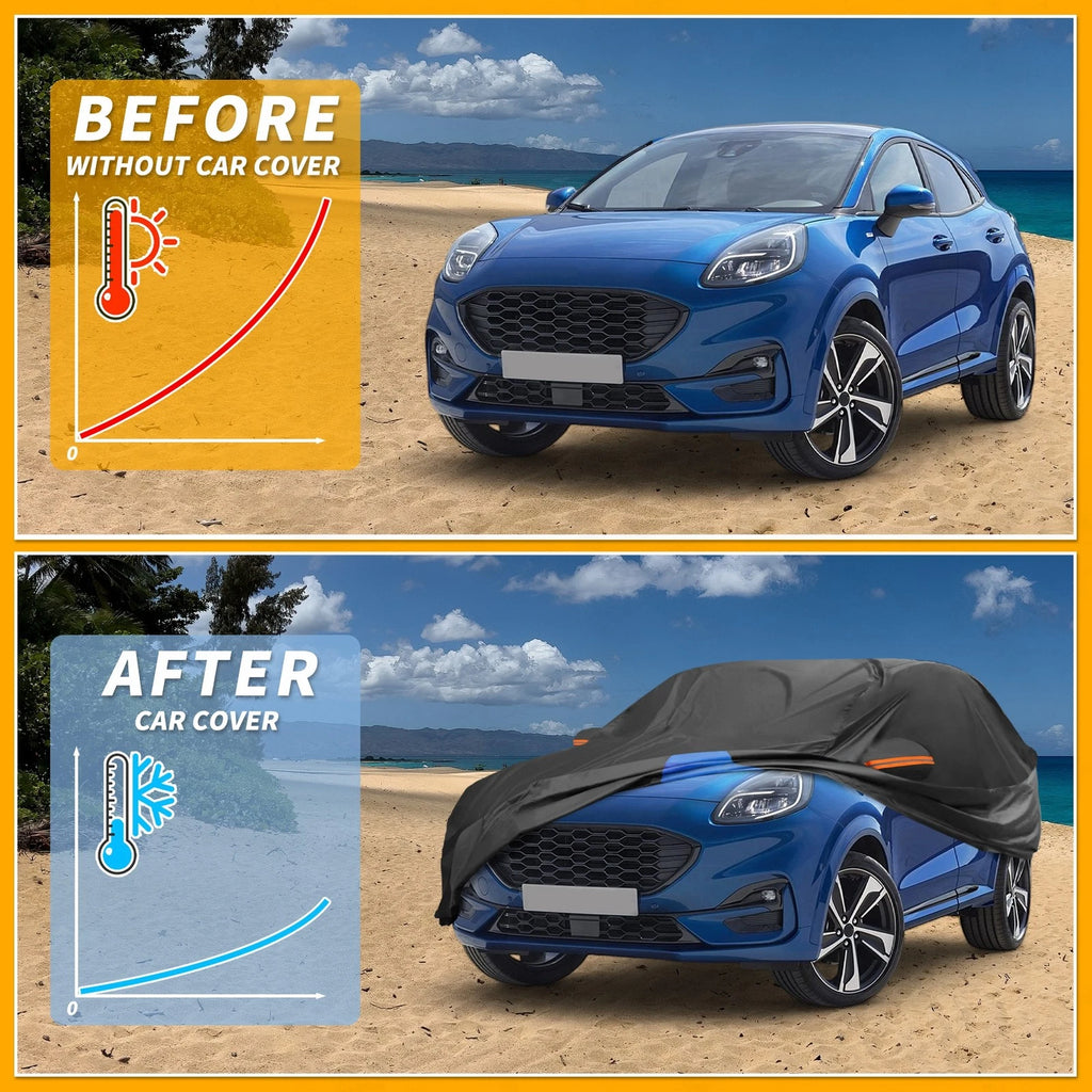 Car Cover Waterproof for Ford Puma (2019–2023) Black Blue 210D-PU