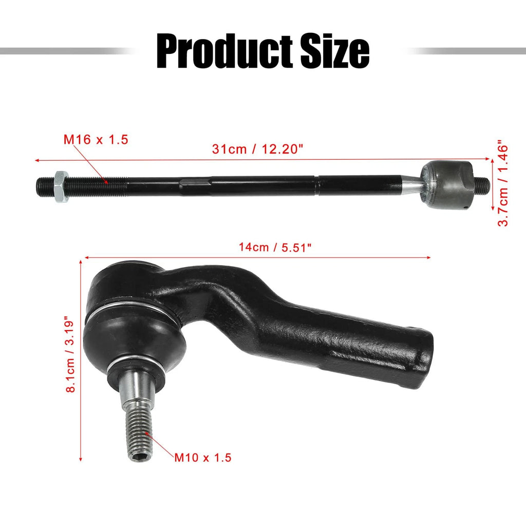 6pcs Front Inner Outer Tie Rod EV800898 for Ford Focus (2012–2017) C-Max Escape (2013–2017)