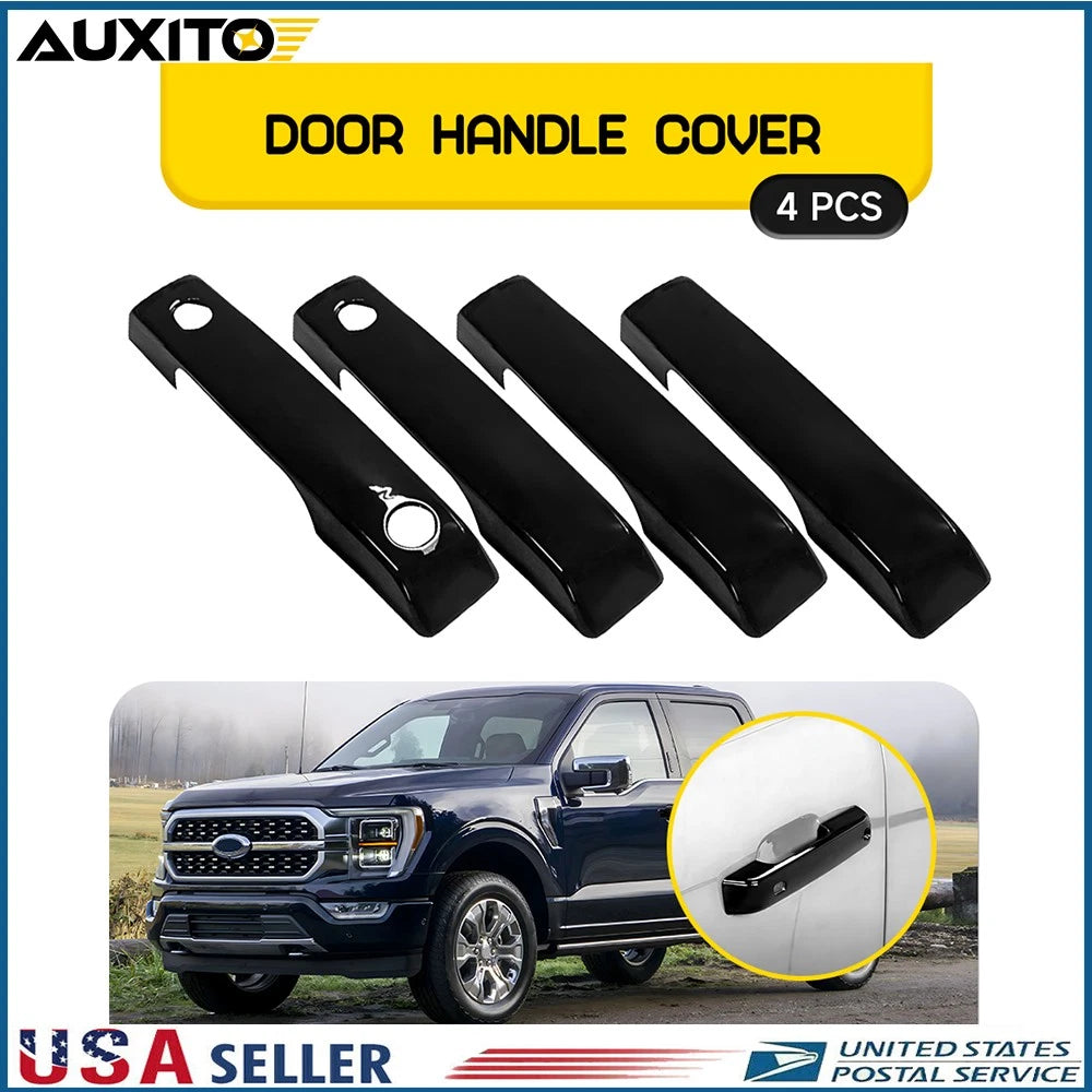 Set of 4 Door Handle Covers for Ford F150 (2021–2024) - Gloss Black, Smart Keyholes