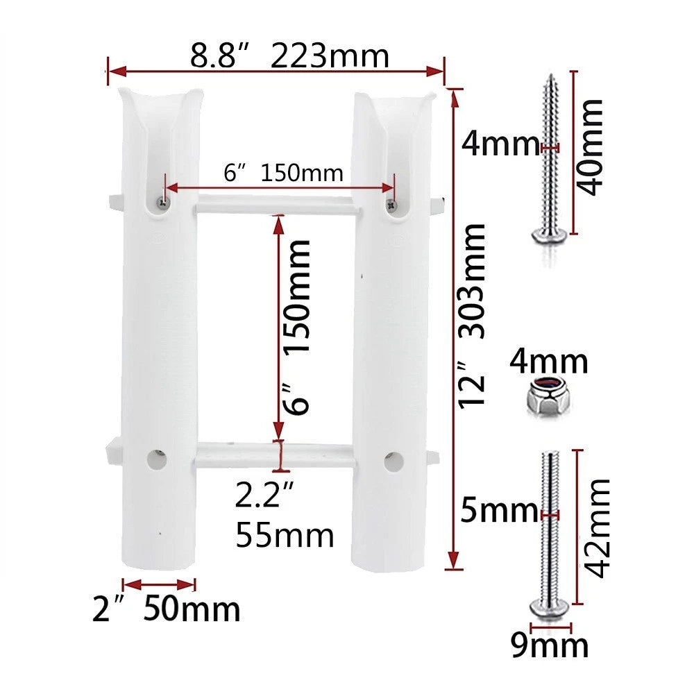 2-Piece Nylon Fishing Rod Holder for Wide Beam Marine Fishing Boats