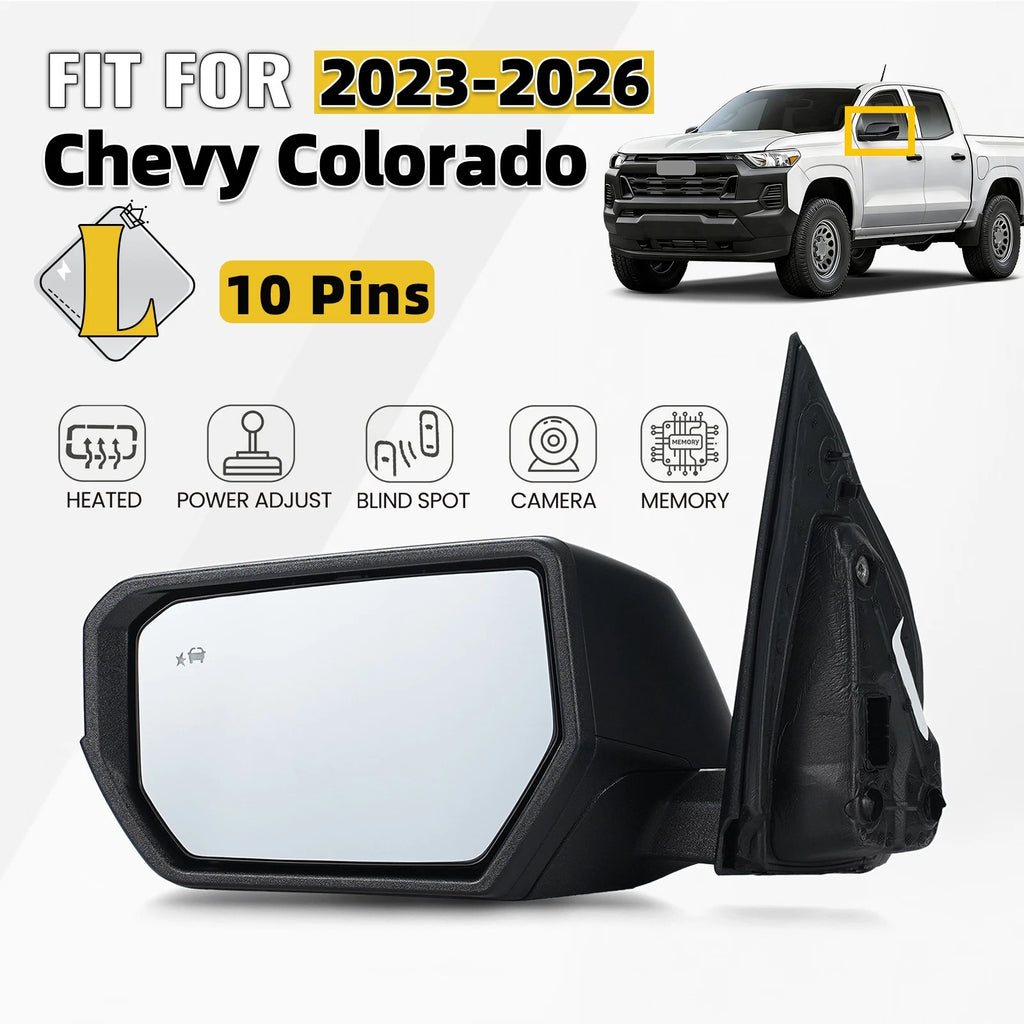 Left Side Mirror for Chevrolet Colorado (2023–2026) Heated, BSD, Camera, 10Pin